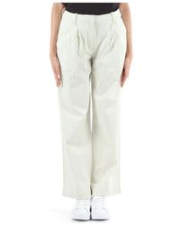 Calvin Klein - Pantaloni in cotone stretch con ricamo logo - Lyst