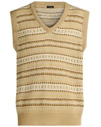 Kiton - Truien & Vesten ,Linnen Pure Linen V-Neck Sweater Vest - Lyst