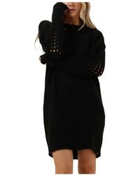 Simplee - Kleedjes ,Zwart ,Zwarte Coltrui Gebreid - Lyst