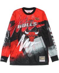 Mitchell & Ness - Tops ,Veelkleurig ,Polyester Chicago Bulls Longsleeve T-Shirt - Lyst
