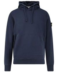 Stone Island - Blauer Pullover Mit Kapuze Und Patch - Lyst