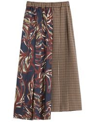 Weekend by Maxmara - Geplooide Wollen Midi-Rok Met Pied-De-Poule Patroon - Lyst