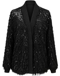 ACTUALEE - Truien & Vesten ,Zwart ,Polyester Fringed Sequin Jacket - Lyst