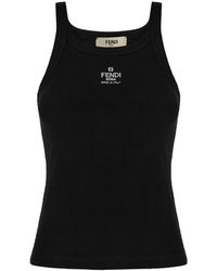 Fendi - Geribbelde Katoenen Jersey Tanktop - Lyst