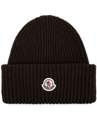 Moncler - Accessoires ,Bruin ,Wol Luxe Bruine Wol Kasjmier Hoed - Lyst