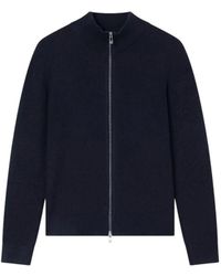 ARMANI EXCHANGE - Truien & Vesten ,Blauw ,Katoen Volledige Ritssluiting Geribd Vest - Lyst