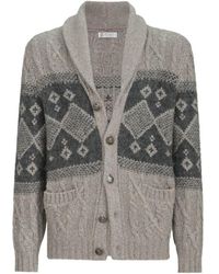 Brunello Cucinelli - Truien & Vesten ,Grijs ,Wol Chiné Vest - Lyst