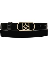 Kazar - Accessoires ,Zwart ,Leer Gelakte Band Met Een Logoed Gouden Gesp - Lyst