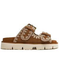 Mou - Schoenen ,Bruin ,Bio Sandaal Met Twee Gespen - Lyst