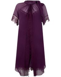 Alberta Ferretti - Kleedjes ,Paars ,Korte Jurk Met Kanten Details - Lyst