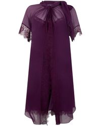 Alberta Ferretti - Kleedjes ,Paars ,Korte Jurk Met Kanten Details - Lyst
