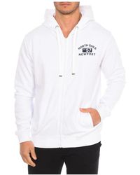 North Sails - Hoodies & Sweatvesten ,Wit ,Katoen Hoodie Met Rits En Merkprint - Lyst