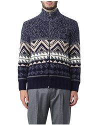 Brunello Cucinelli - Stylischer blauer zip-through sweatshirt - Lyst