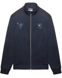 Aeronautica Militare - Blauer Full-Zip-Pullover Mit Reflektierenden Patches - Lyst