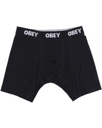 Obey - Ondergoed ,Zwart ,Katoen Klassieke Boxers 2 Pack Zwart - Lyst