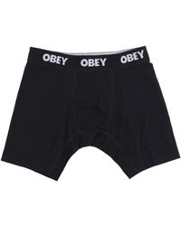 Obey - Ondergoed ,Zwart ,Katoen Klassieke Boxers 2 Pack Zwart - Lyst