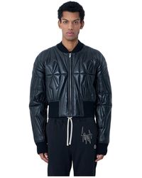 Moncler - Jassen ,Zwart ,Wol Geocamo Cropped Gewatteerd Bomberjack - Lyst
