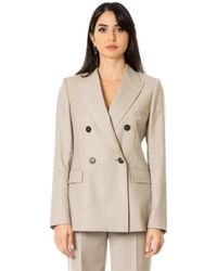 Max Mara - Jassen ,Grijs ,Wol Double-Breasted Flanellen Wollen Blazer - Lyst