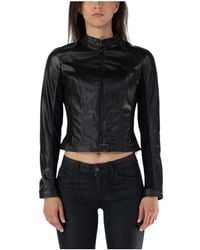 Guess - Jassen ,Zwart ,Leer Eco Leren Jas - Lyst