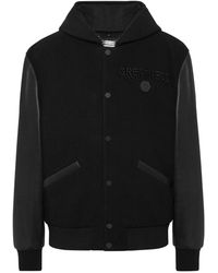 Philipp Plein - Hooded Varsity Bomber Met Leren Mouwen Greatness - Lyst