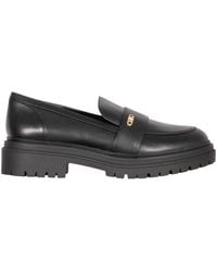 Michael Kors - Schwarzer vachetta lug loafer - Lyst