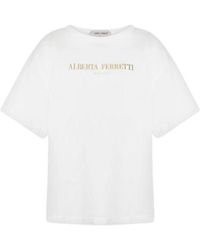Alberta Ferretti - Logo Boxy Jersey T-Shirt - Lyst