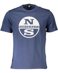 North Sails - Tops ,Blauw ,Katoen Blauw Katoenen T-Shirt Met Opvallende Print - Lyst