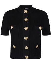 Balmain - Cardigan Met Gestructureerde Schouders - Lyst