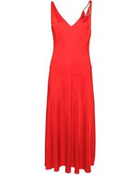 Lanvin - Kleedjes ,Rood ,Flame A-Lijn Mouwloze Midi Jurk - Lyst