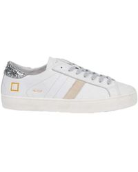 Date - Sneakers hill low bianche e argento - Lyst