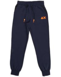 Sun 68 - Broeken ,Blauw ,Katoen Katoen Fleece Tech Lange Broek - Lyst