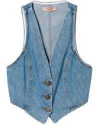 Twinset - Jassen ,Blauw ,Katoen Vests - Lyst