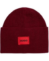HUGO - Logo Ribbed Beanie - Lyst