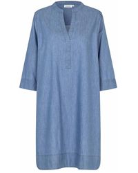 Masai - Blaue Denim-Kleid Mit V-Ausschnitt - Lyst