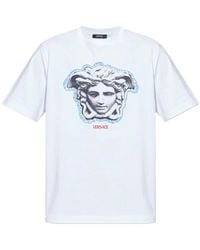 Versace - Bedrucktes Regular T-Shirt Aus Baumwolljersey - Lyst