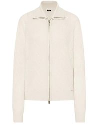 Kiton - Truien & Vesten ,Wit ,Kasjmier Luxe Gebreide Bomberjack - Lyst