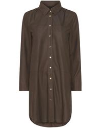 Notyz - Kleedjes ,Bruin ,Leer Oversized Shirt Dress - Lyst