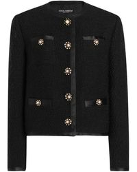 Dolce & Gabbana - Jassen ,Zwart ,Tweed Zwarte Jas Met Unieke Stijl - Lyst