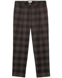 Oltre - Broeken ,Bruin ,Leer Geruite Broek - Lyst