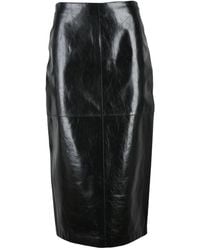 Sportmax - Rokken ,Zwart ,Leer Bairo Midi Rok - Lyst