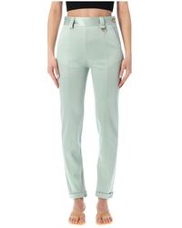 Chloé - Broeken ,Blauw ,High-Rise Jersey Slim Pants - Lyst