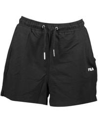 Fila - Pantalones Cortos Negros Para Mujer Con Cintura Elástica, Mujer, Talla - Lyst