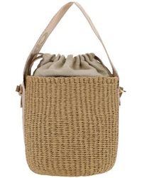 Chloé - Raffia eimer tasche mit kordelzugverschluss - Lyst