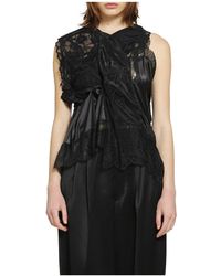 Junya Watanabe - Tops ,Zwart ,Satijn Asymmetrische Top Van Satijn En Kant - Lyst