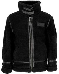 Alpha Industries - Zwarte Teddy Sherpa Jas Met Hoge Kraag - Lyst