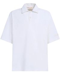 Marni - Weiße oversize polo shirt mit logo patch - Lyst