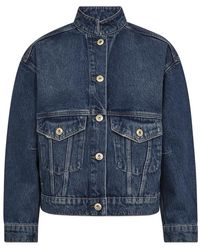 Mos Mosh - Jassen ,Blauw ,Denim Blauwe Denimjack Met Decoratieve Stiksels - Lyst