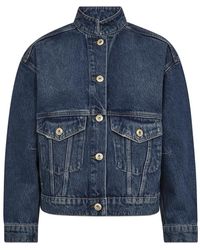 Mos Mosh - Jassen ,Blauw ,Denim Blauwe Denimjack Met Decoratieve Stiksels - Lyst