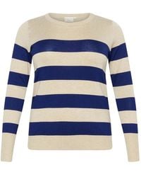 Kaffe - Gestreifter Strickpullover Blau/Grau Mel - Lyst