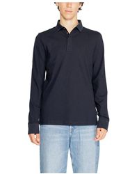 ARMANI EXCHANGE - Blaues langarm baumwoll-poloshirt - Lyst